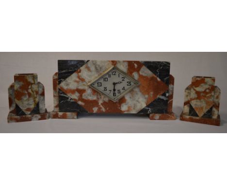 French Art Deco clock garniture
