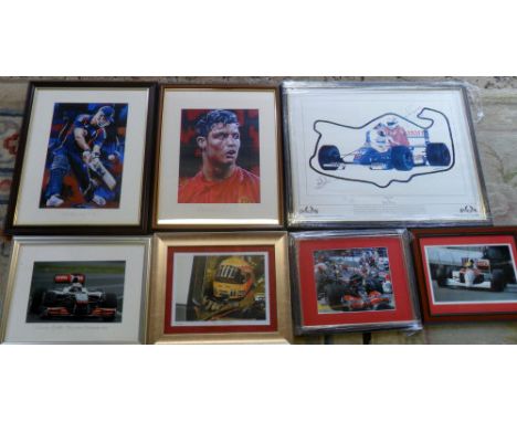 Assorted sport prints inc Formula 1, Ronaldo and Jenson Button