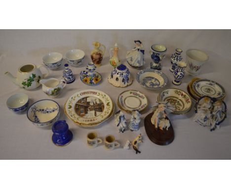 Ceramic figures, collectors plates, rice bowls, small vases etc