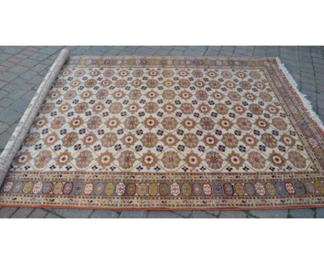 French carpet with flower design, makers label Saint-Maclou, measuring 290cm x 198cm