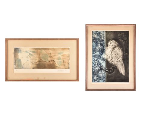 Two mid 20th century signed prints, comprising: Jack Coutu (born 1924), 'Pine &amp; Pigeon', 1959, 21/50, signed, dated, titl