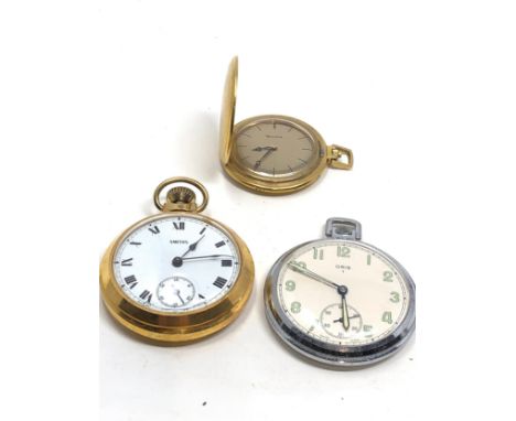 3 vintage pocket watches inc bulova smiths &amp; oris in working order but no warranty given 