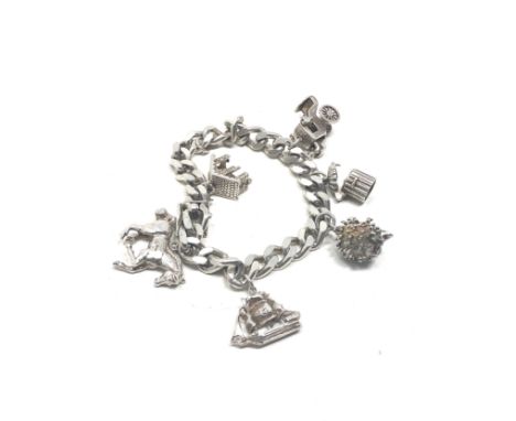 Vintage silver charm bracelet weight 60g 