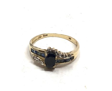 9ct sapphire &amp; diamond dress ring (1.7g) 