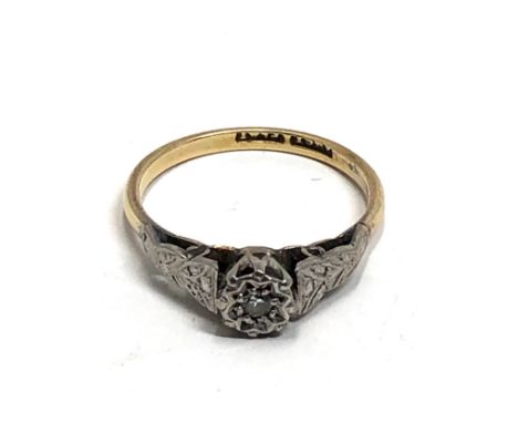 18ct Gold &amp; Platinum vintage diamond ring (2.2g) 