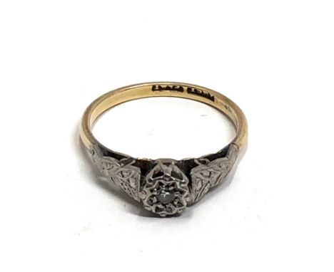 18ct Gold &amp; Platinum vintage diamond ring (2.2g) 