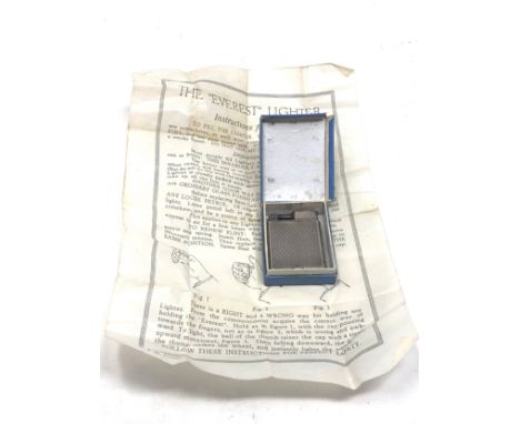 Rare 1920s  silver hallmarked cigarette lighter by everest original box and instructions 