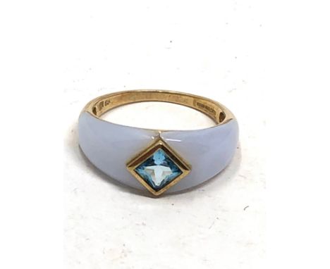 9ct gold chalcedony &amp; topaz dress ring (2.7g) 