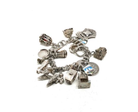 Vintage silver charm bracelet weight 72g 