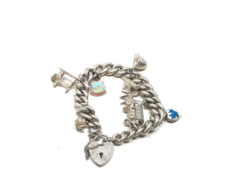 Vintage silver charm bracelet weight 64g 