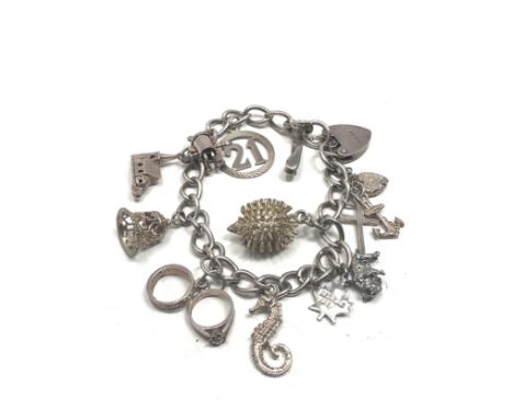 Vintage silver charm bracelet weight 39g 