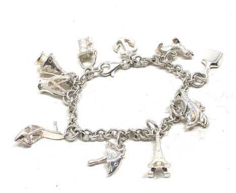 Vintage silver charm bracelet weight 39g 