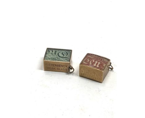 2 x 9ct gold vintage emergency money charms (6.3g) 