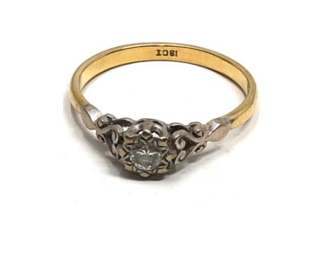 18ct yellow &amp; white gold vintage diamond ring (2.1g) 
