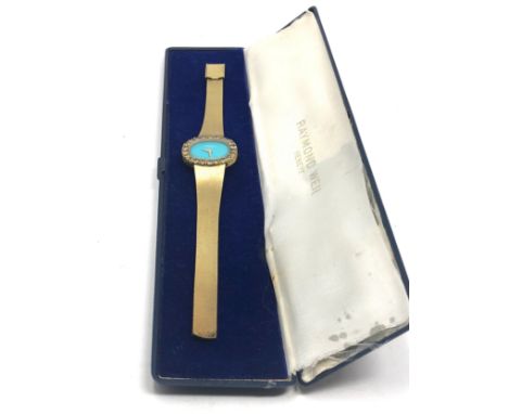 Boxed Ladies vintage raymond weil gold tone quartz wristwatch not working possibly needs new battery no warranty given 