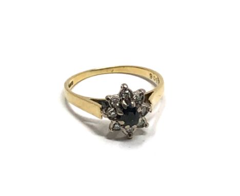 18ct gold vintage diamond &amp; sapphire ring 3.4g 