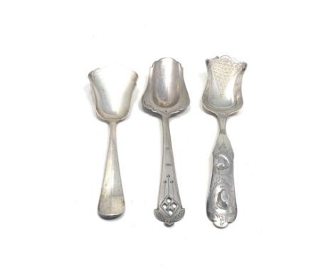 3 antique dutch silver caddy spoons 