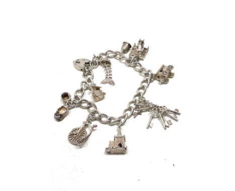 Vintage silver charm bracelet weight 39g 