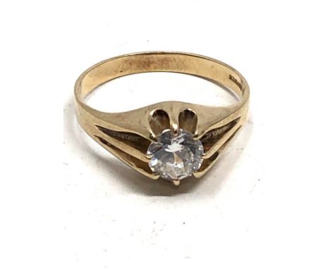 9ct gold vintage clear stone ring (3.2g) 