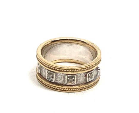 9ct White &amp; yellow gold diamond half-eternity ring (7g) 