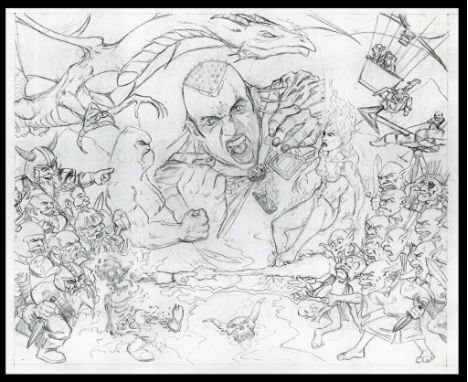 This lot contains an Original facsimile from the magic the gathering artist Pete Venters. This artwork was done exclusively f