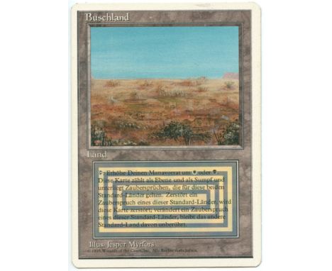 This lot contains one copy of Scrubland, the card is is German and in Light played condition This card belonged to a former m