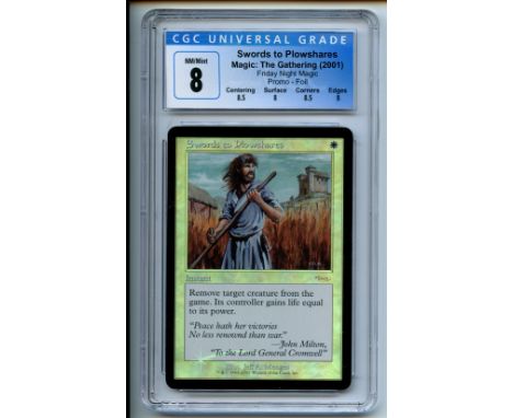 This lot contains one of the very first FNM promo cards, Swords to Plowshares. This card has been authenticated and graded a 