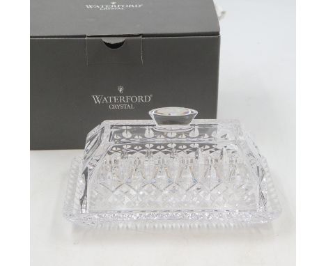 Waterford Crystal Lismore pattern butter dish, boxed. UK P&amp;P Group 2 (£20+VAT for the first lot and £4+VAT for subsequent