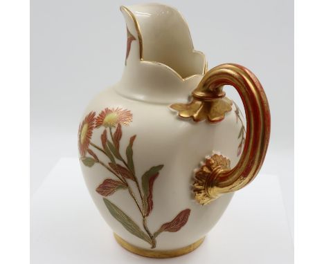 Royal Worcester blush ivory tusk jug, H: 15 cm. UK P&amp;P Group 2 (£20+VAT for the first lot and £4+VAT for subsequent lots)
