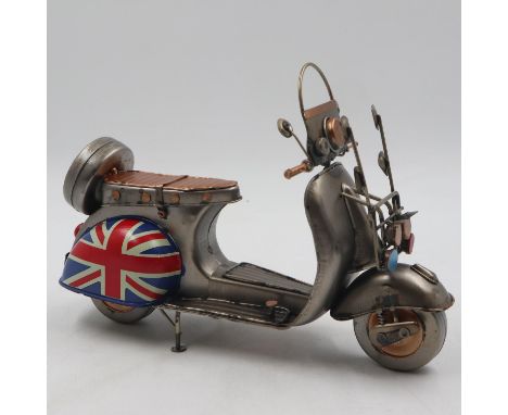 Tinplate Union Jack scooter, L: 29 cm. UK P&amp;P Group 2 (£20+VAT for the first lot and £4+VAT for subsequent lots)