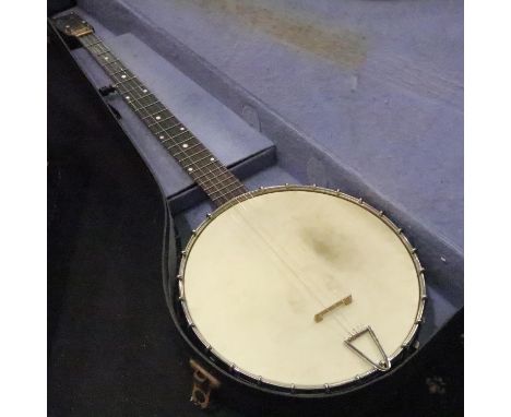Fitzroy banjo in a fitted case. Not available for in-house P&amp;P 
