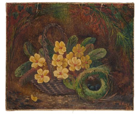 STILL-LIFE WITH PRIMROSES IN A BASKETsigned J.Clays and indistinctly dated lower rightoil on canvas25.5 x 30cm; 10 x 12in unf