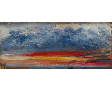 ‡ STUDY OF CLOUDS AT SUNSET oil on paper glued to board 10 x 22.5cm; 4 x 8 3/4in23 x 36cm; 9 x 14 1/4in (framed)Property from