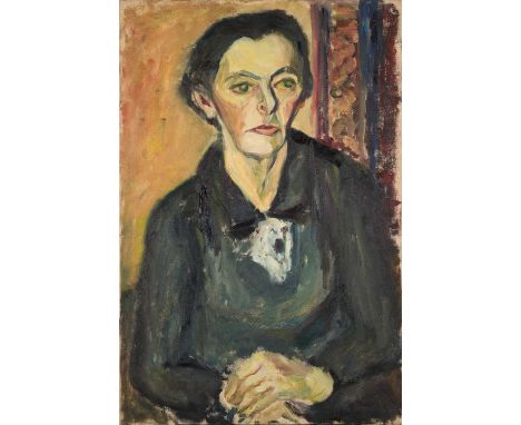 ⊕ HALF LENGTH PORTRAIT OF A LADY IN BLACK WITH HANDS CLASPEDoil on canvas76 x 51cm; 30 x 20in unframedProperty from the Marie