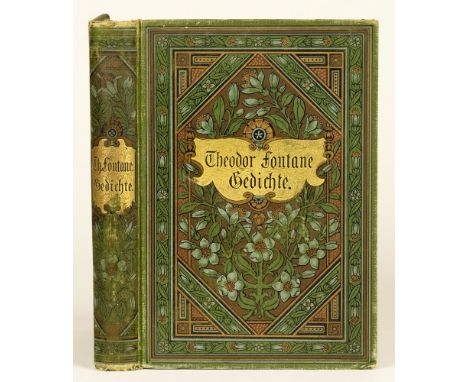 Theodor Fontane. Gedichte. Fünfte vermehrte Auflage. Mit einem Bildniß. Berlin, Wilhelm Hertz 1898. Grüner Originalleinenband