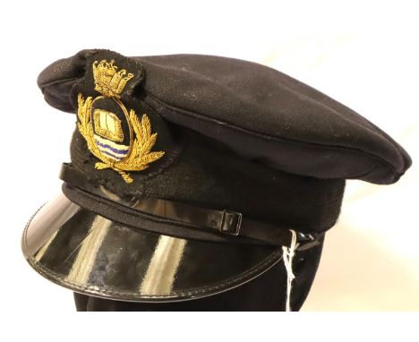 WWII British Merchant Marine visor cap, retailed by Rawcliffes of Southport. P&amp;P Group 2 (£18+VAT for the first lot and £