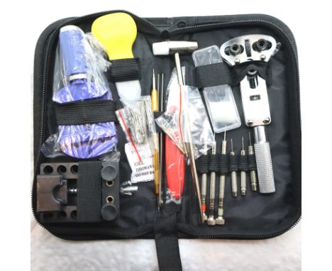 New old stock cased set of 144 pieces watch repair kit. P&amp;P Group 1 (£14+VAT for the first lot and £1+VAT for subsequent 
