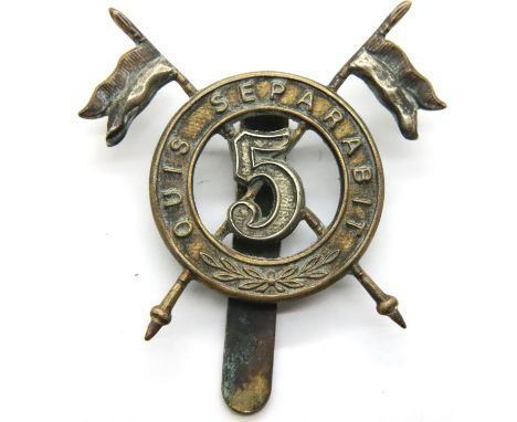 5th Royal Irish lancers cap badge. P&amp;P Group 1 (£14+VAT for the first lot and £1+VAT for subsequent lots) 