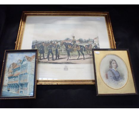 A 19th CENTURY PORTRAIT ON OPAQUE GLASSor porcelain 'Sargersi Pinxt 1870' (indistinct) 27 x 22cm, with a watercolour by Sidne