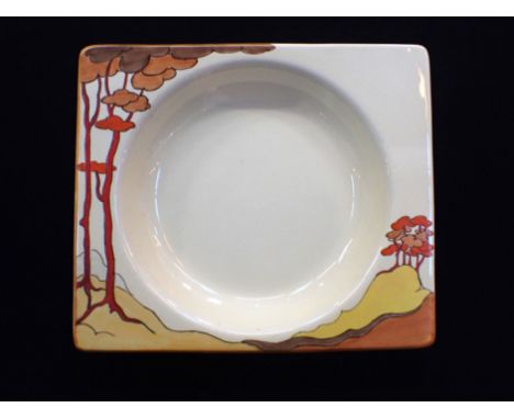 CLARICE CLIFF: THE BIARRITZ CORAL FIRS RECTANGULAR DISHwith Biizarre backstamp 19.5 x 23cm