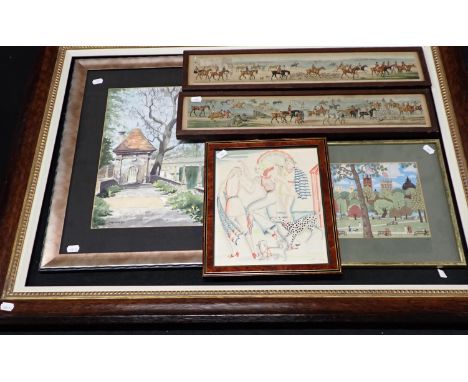 A 1930s WATERCOLOUR OF BATHERSM.S. 1934, 31 x 36cm, a watercolour of a garden by Mervyn Colauso-Jones, a print after Andrew M