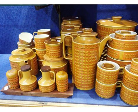 A LARGE COLLECTION OF RETRO HORNSEA POTTERY 'SAFFRON'dinner and tea wares, storage jars, condiments, serving dishes etc