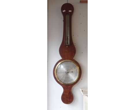 A MAHOGANY CASED WHEEL BAROMETER BY LIONE & SOMALVICO14 Brook St. Holborn, London, with vase inlay, 19th century