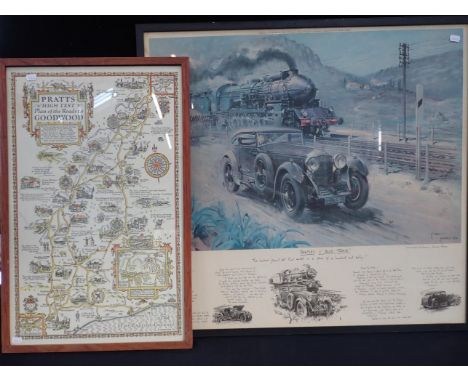 'PRATTS HIGH TEST Plan of the Roads to GOODWOOD'- AN ADVERTISING MAPof motoring interest,  by A.E. Taylor, 1930 (photo litho)