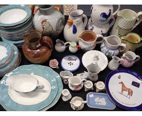 A QUANTITY OF CERAMICSincluding a Buchan jug, Kaiser candlesticks, Royal Horse Artillery commemorative plate, Wedgwood part d