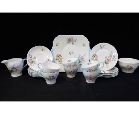 A SHELLEY TEA SET FOR SIXWild Flowers pattern