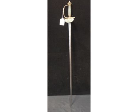 A VICTORIAN COURT SWORDlate 19th century, the slender blade pitted, gilt hilt comprising downbent shell-guard with applied cr
