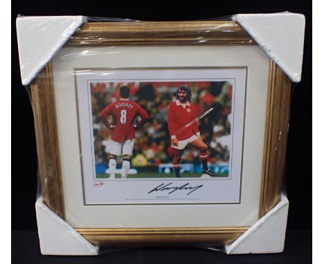 'WANYE ROONEY' SIGNED FRAMED COLOURED PRINTPrint shows Rooney forming the ultimate Manchester United strike partnership with 