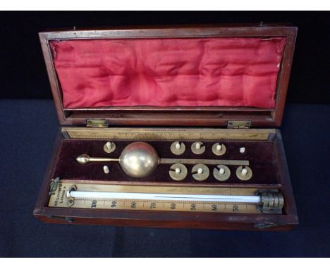 A MAHOGANY CASED 'SYKES'S HYDROMETER' (SIKES), BY LOFTUS, LONDON(hinges a/f)