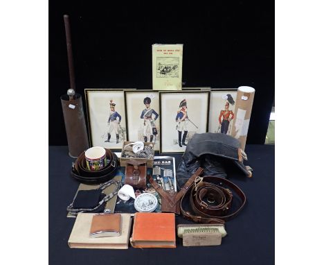 A COLLECTION OF MILITARIAand military themed items, some previously belonging to Major P.W. Baker, SAS, including a shell cas